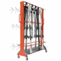 стеллаж для горных лыж змк премиум на 22 пары, мобильный, двухсторонний, с вешалкой для лыжных палок