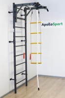 шведская стенка "гладиатор" с турником рукоход + кольца, лестница, канат шс-009 apolonsport