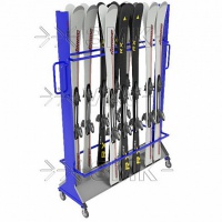 стеллаж для горных лыж змк премиум, мобильный двухсторонний, на 32 пары