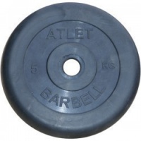 диск обрезиненный mb barbell atlet 26 мм 5 кг. черный