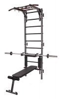 шведская стенка "гладиатор" с турником рукоход, навесом для жима и скамьёй для пресса шс-018 apolonsport